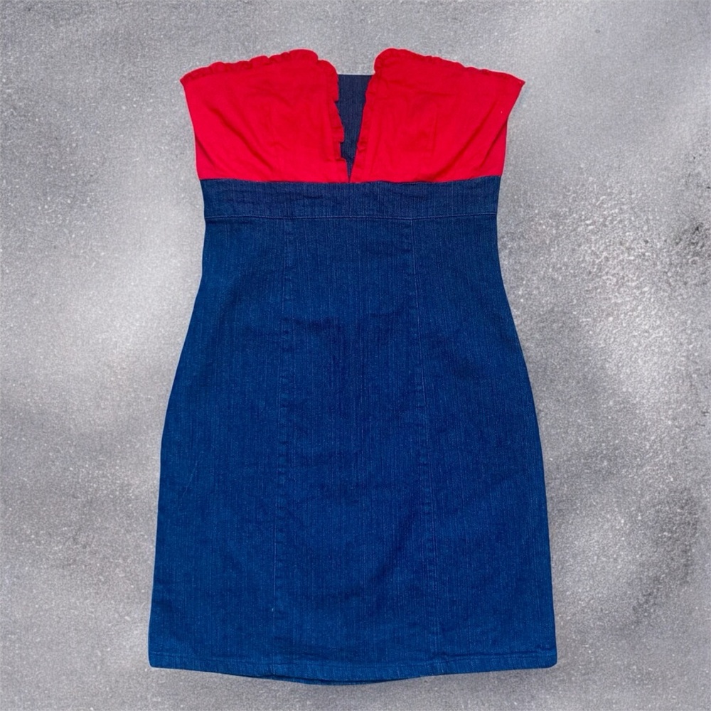 Shasa Jeans Denim Mini Dress Strapless Y2K